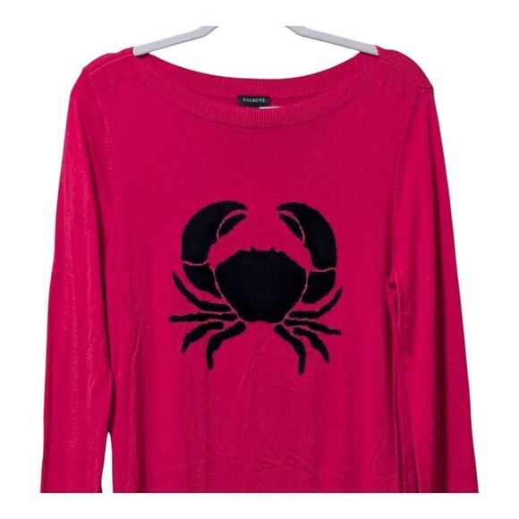NWT Talbots hot pink lightweight crab sweater size Large sealift saltlife boat - Picture 7 of 8